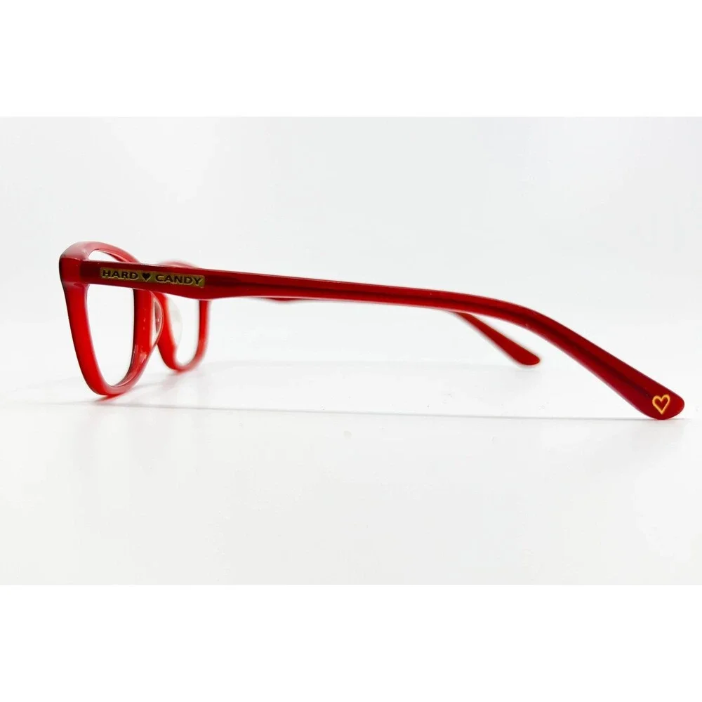 Hard Candy Eyeglasses Frames Womens Red Full Rim Heart Detail 53-16-135
